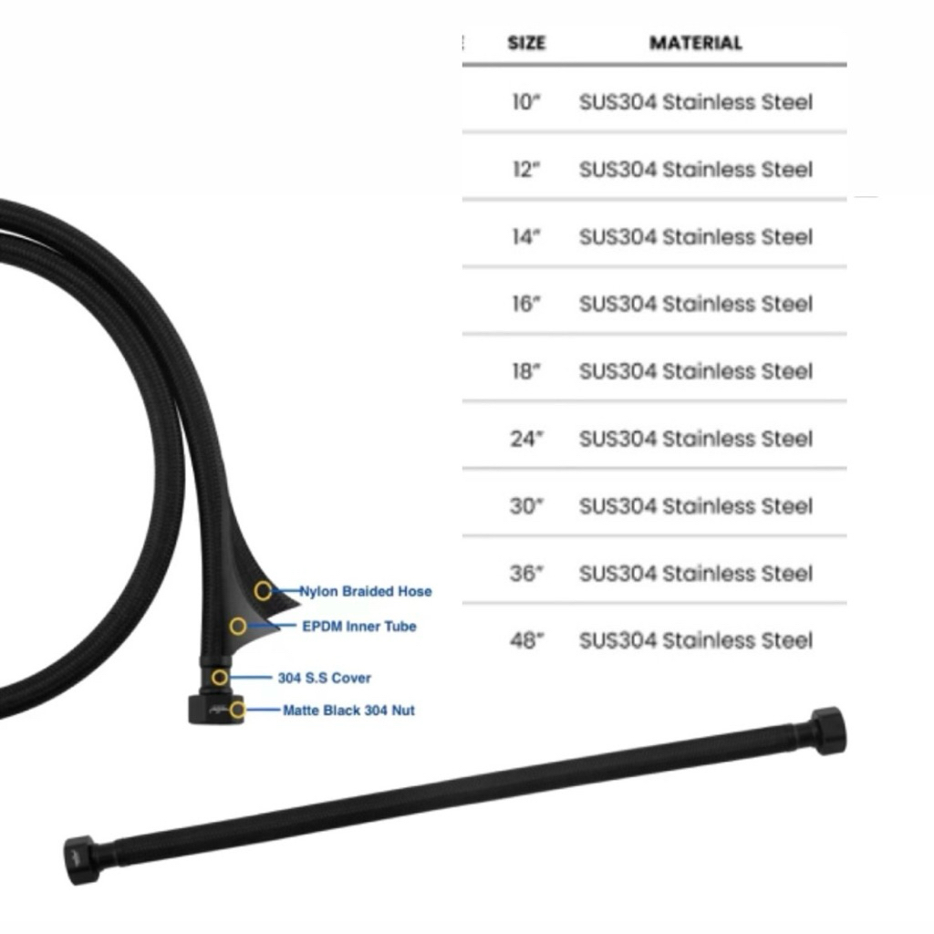 ท่ออ่อนสแตนเลส Grahan SUS 304 สีดํา