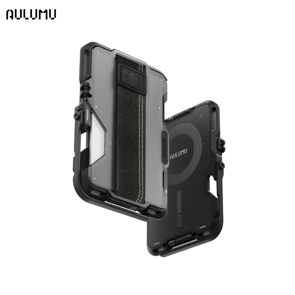 Aulumu G03 กระเป๋าสตางค์โลหะแม่เหล็กหลายเครื่องมือพร้อมขาตั้งโทรศัพท์ฝาครอบ Frosted เข้ากันได้กับ Ma