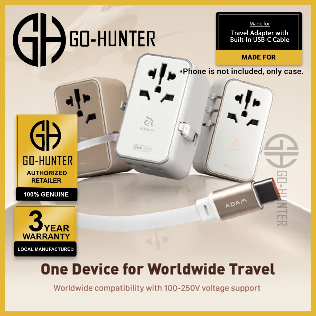 ADAM Elements T35L 35W Universal Travel Adapter พร้อมสาย USB-C ในตัว