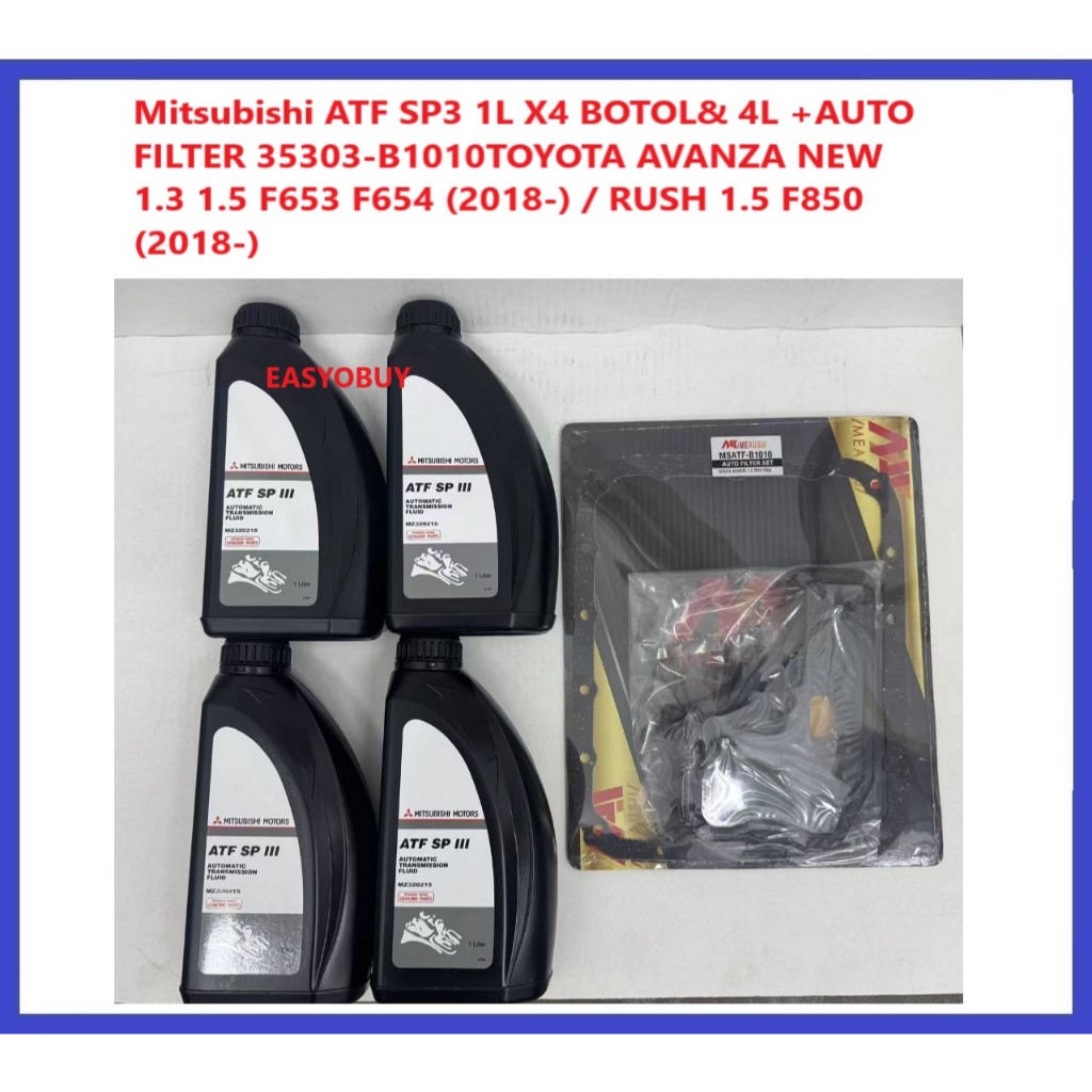 Mitsubishi ATF SP3 1L X4 BOTOL& 4L +AUTO FILTER 35303-B1010TOYOTA AVANZA NEW 1.3 1.5 F653 F654 (2018