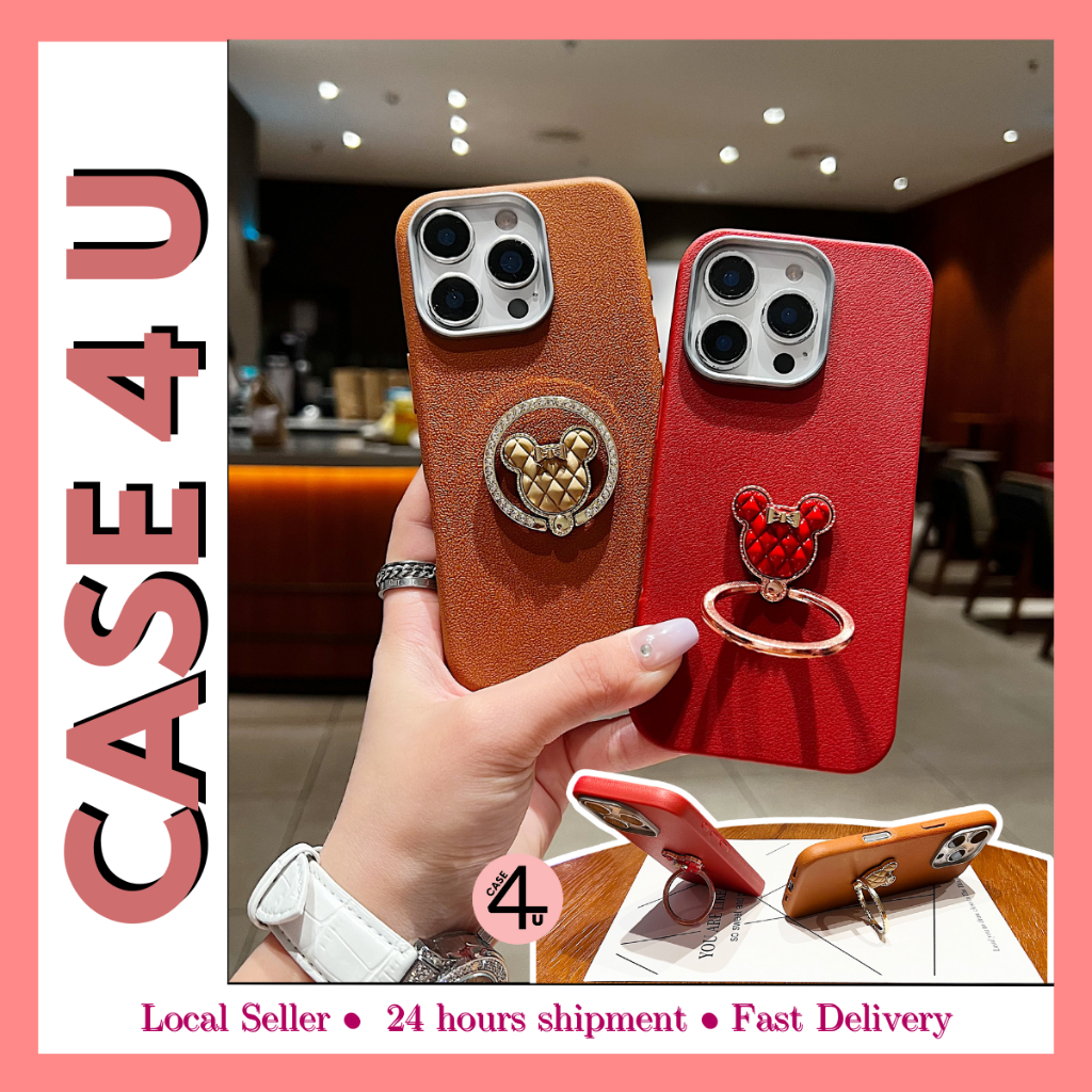Realme 5 5i 5s 6i 9i 14x C3 C12 C15 C35 C51 C53 C55 C63 C65 C67 C75 C75x Fon Sarung หนัง Minnie แหวน