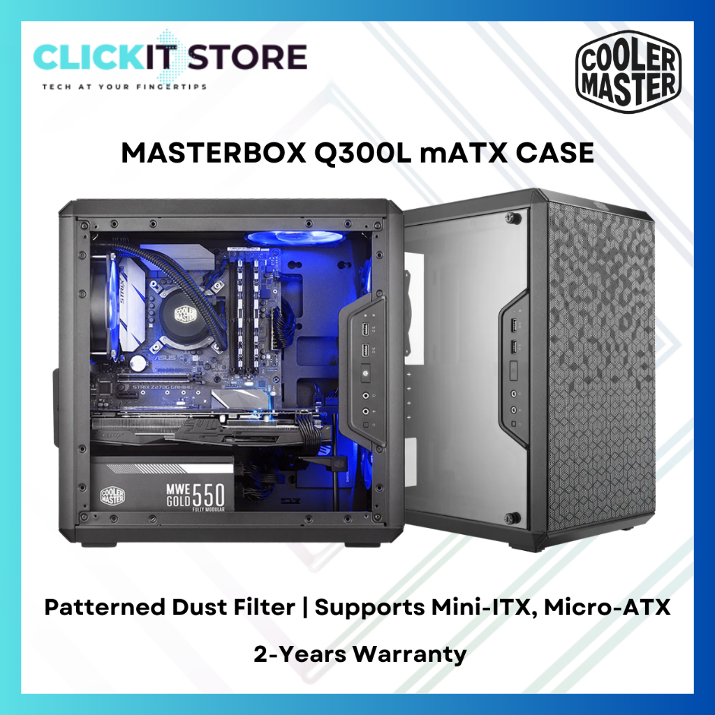 COOLER MASTER MasterBox Q300L เคส Mini Tower mATX | แผ่นกรองฝุ่นแบบแม่เหล็ก | MCB-Q300L-KANN-S00