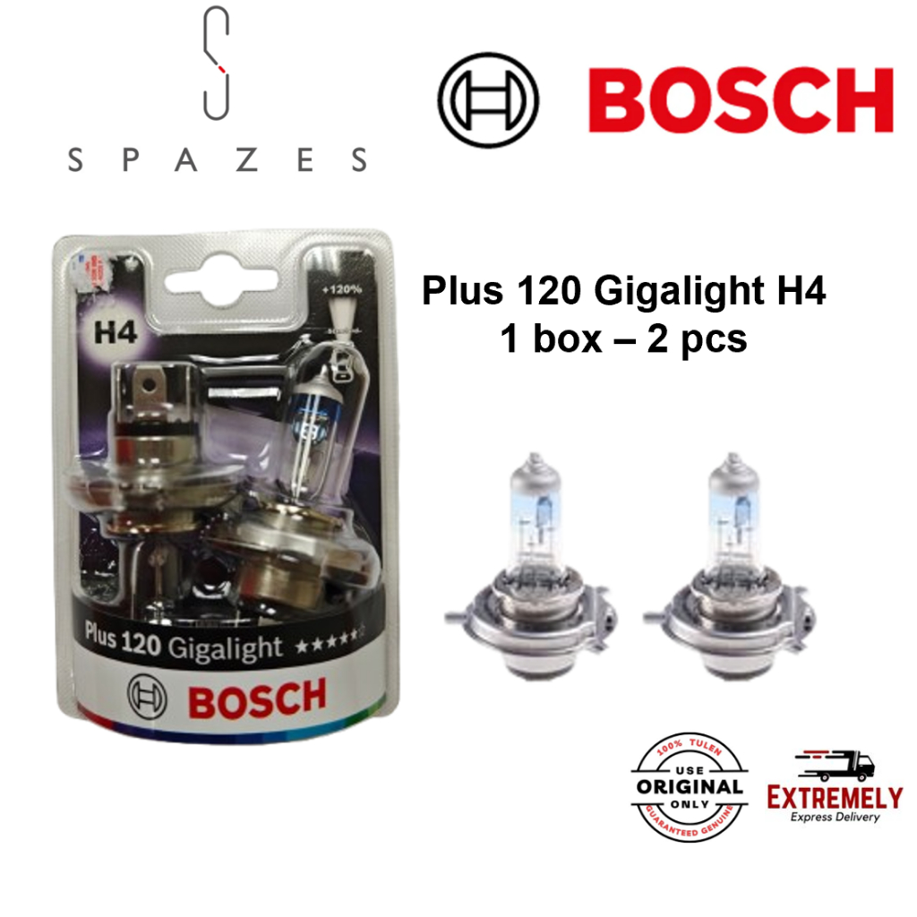 BOSCH Bulb Plus 120 Bosch Gigalight H4 Plus 120 Bulb H4 หลอดไฟหน้า - 1 ชุด (2 ชิ้น)