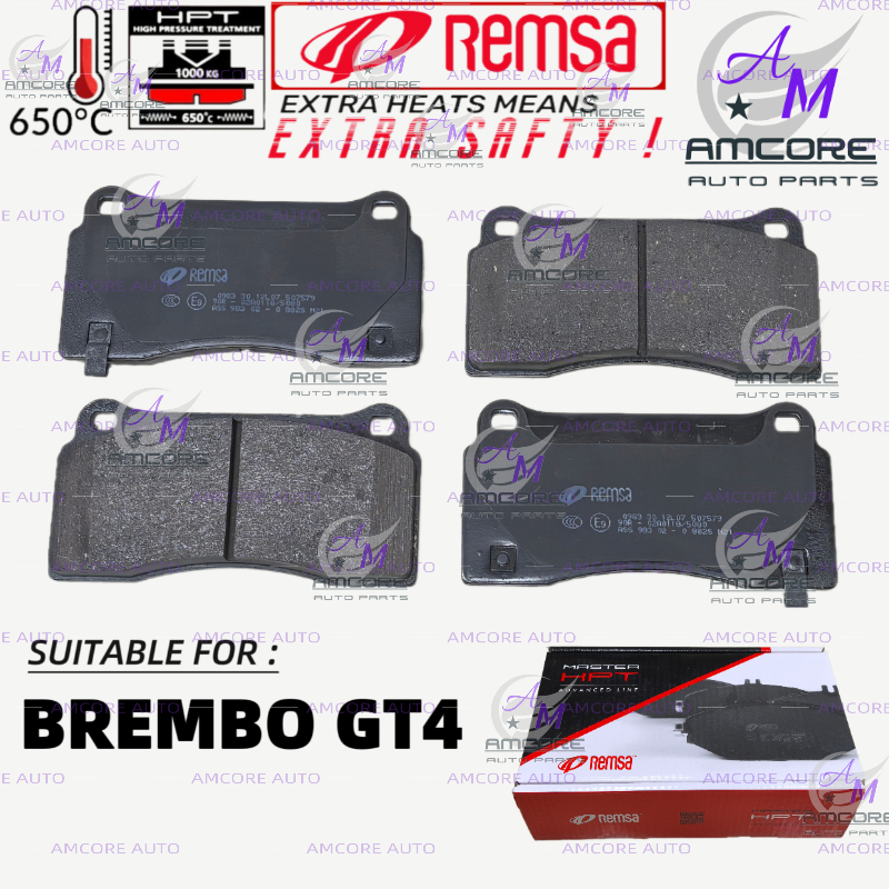 ผ้าเบรค BREMBO GT4 - ยี่ห้อ REMSA / BREMBO GT4 4 POT CALIPER