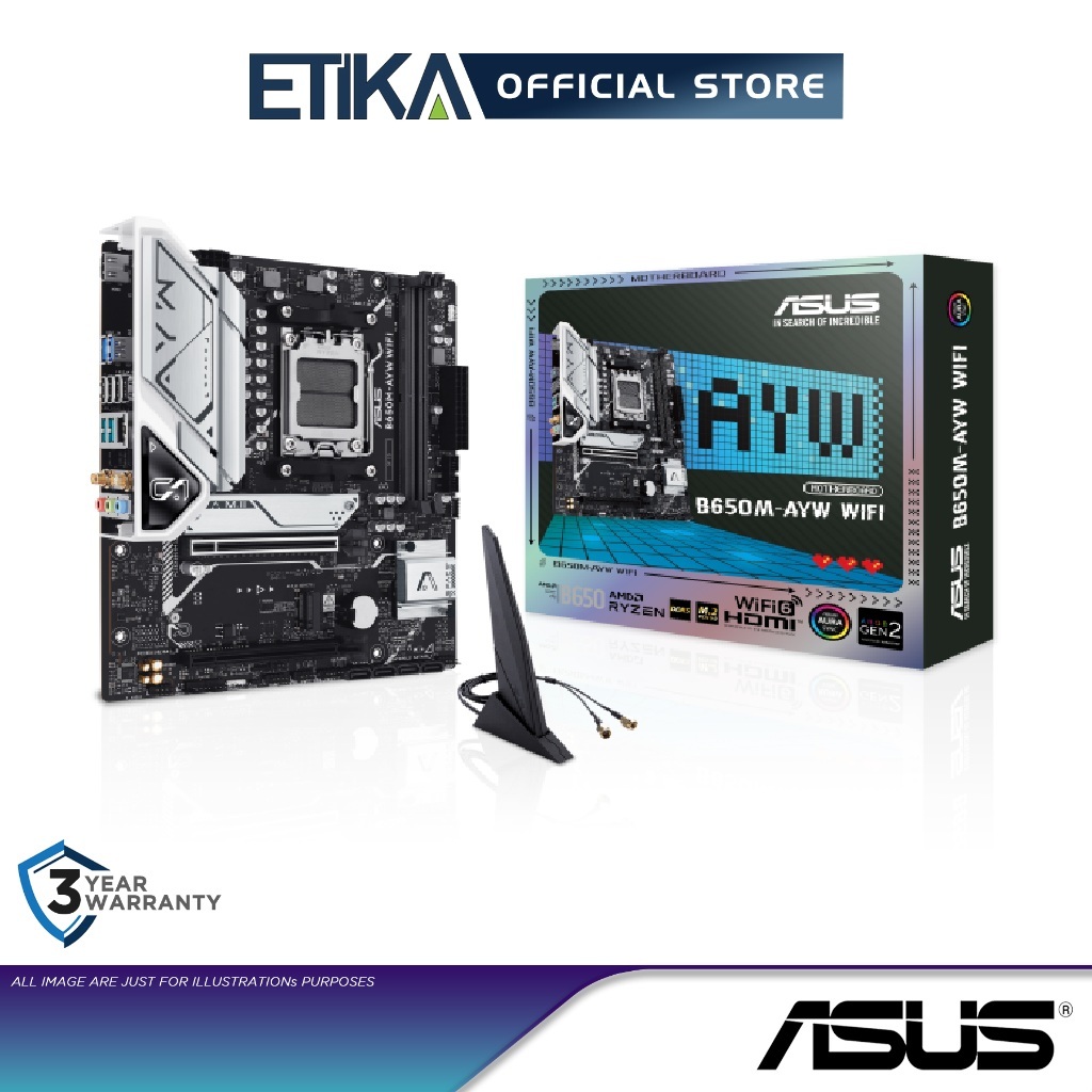 Asus B650M-AYW WIFI M-ATX MOBO AMD B650 AM5 Micro ATX DDR5 WiFi 6 เมนบอร์ด