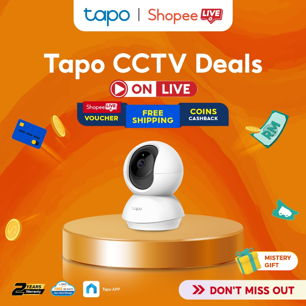 [ Watch Live & Grab Deal ] TP-Link Tapo TC70 WiFi กล้องวงจรปิด IP Home Security Camera 360 องศา Nigh