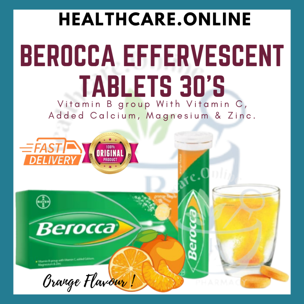 Berocca EFFERVESCENT เม็ดส้ม - 30s