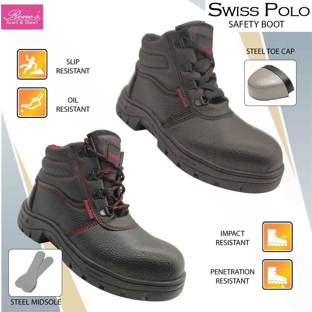 Swiss Polo ผู้ชายผู้หญิง Safety Boot/รองเท้ากลางตัด Safety Boot Kasut Safety Lelaki Perempuan