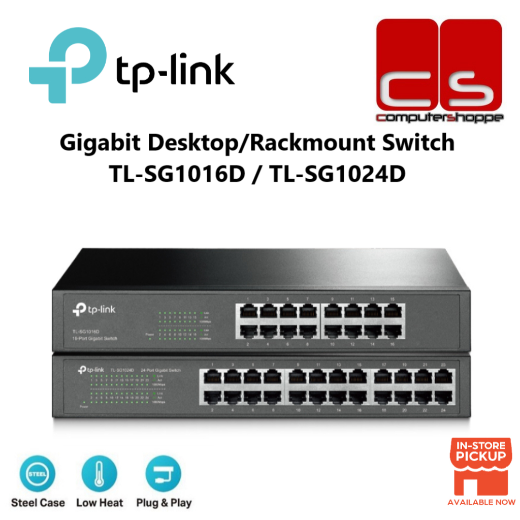 TP-Link 16/24 Port Gigabit Desktop Rackmount Switch - SG1016D/SG1024D