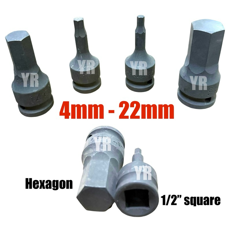 1/2 "ผลกระทบ Hex Bit Socket(4-22mm) 1/2 "Allen Key Box Socket 4mm5mm6mm7mm8mm9mm10mm12mm13mm14mm16mm
