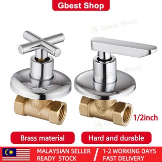 1/2" Brass Quarter Turned Shower Stop Valve Stop Cock Injap Berhenti  Quarter Turned Brass Angle Valve 暗阀