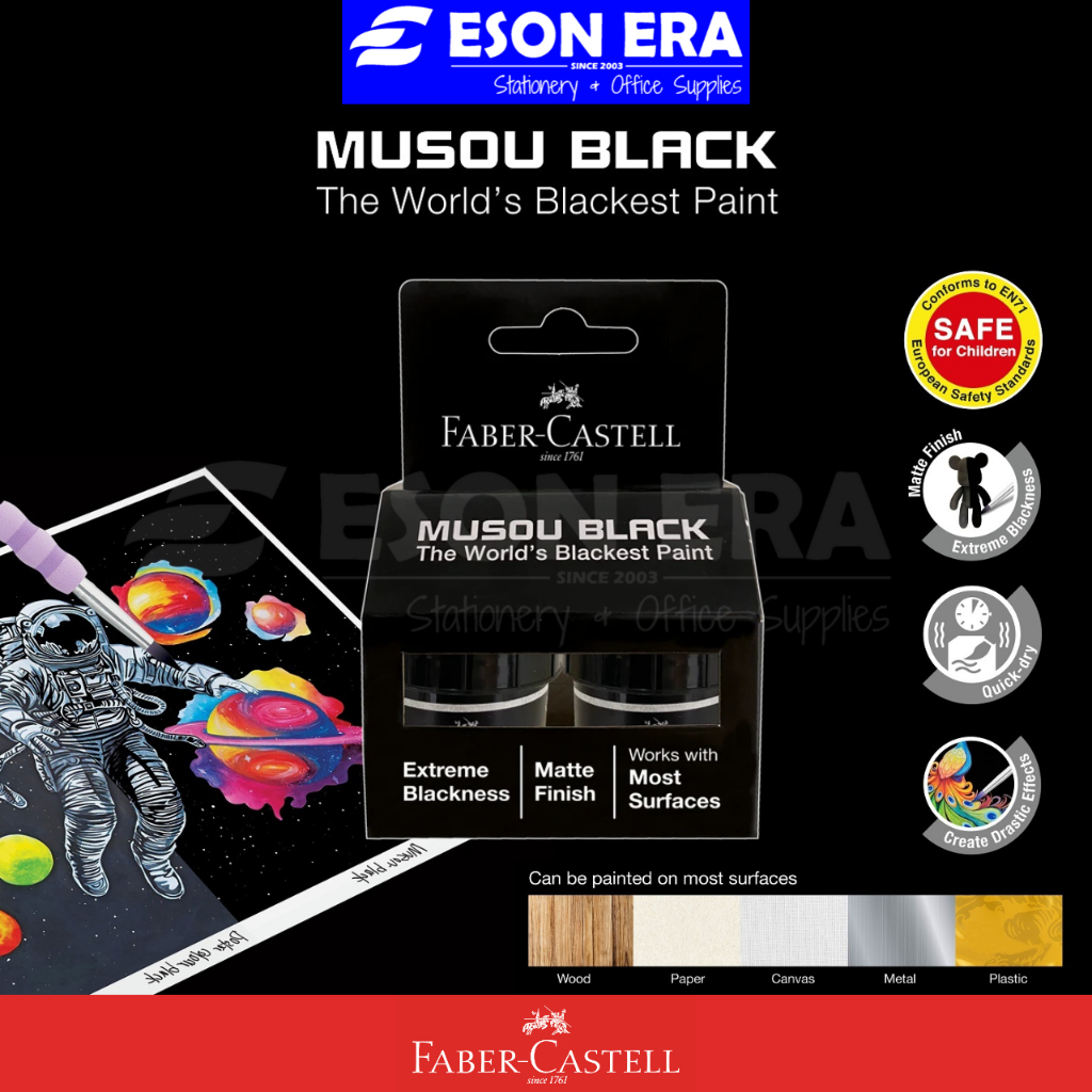 Faber-castell Musou Black Paint 15ml 2 ขวด สีเบลคสต์ของโลก 171020