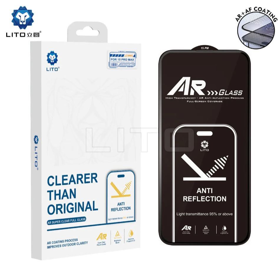 LITO D+ Ultra AR กระจกนิรภัย | กระจกหน้าจอ 9H กาวเต็มสําหรับ IP 16 / 16 Plus / 16 Pro / 16 Pro Max
