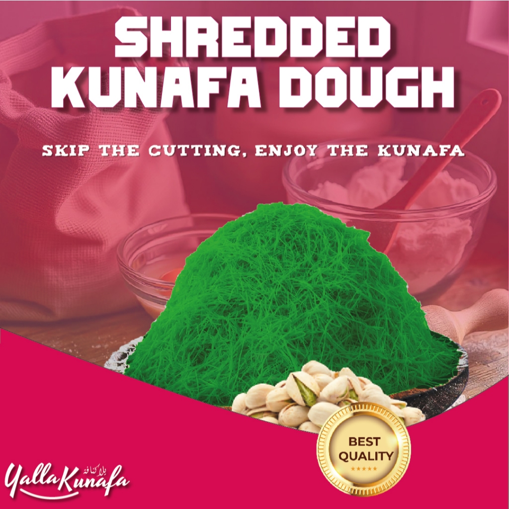 สินค้ามาใหม่ Pistachio Green Shredded Kunafa Dough รสชาติอร่อยโดย Yalla Kunafa