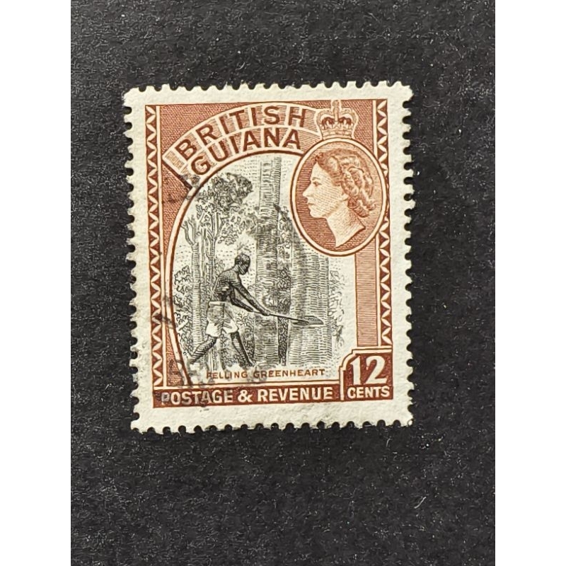 GA45 แสตมป์อนุพันธ์ยุคเก่าและ Guiana Queen Elizabeth 1 ชิ้นใช้