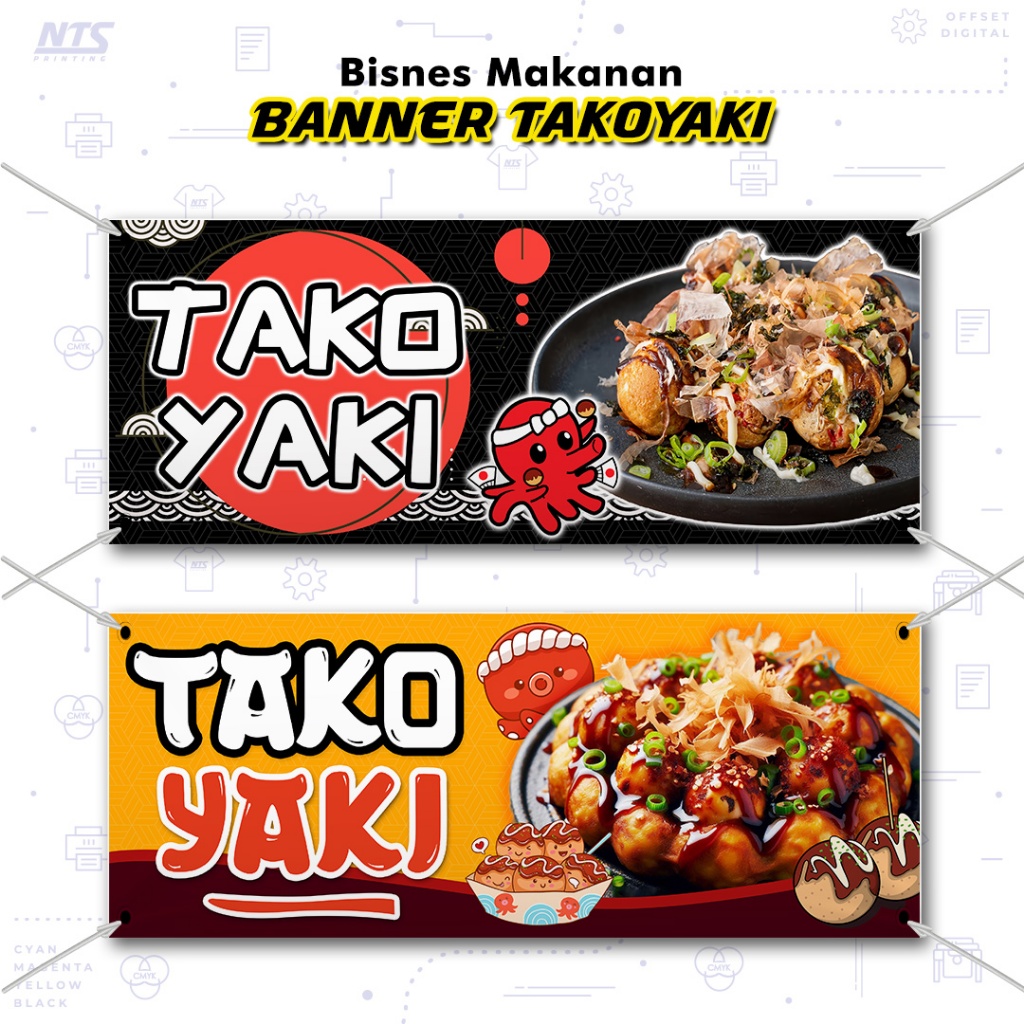 DESIGN แบนเนอร์ทาโกะยากิ - หนา / กันน้ํา Lasak - ธุรกิจอาหาร / แผงลอย / ตลาดกลางคืน / เต็นท์ (A1-AF0