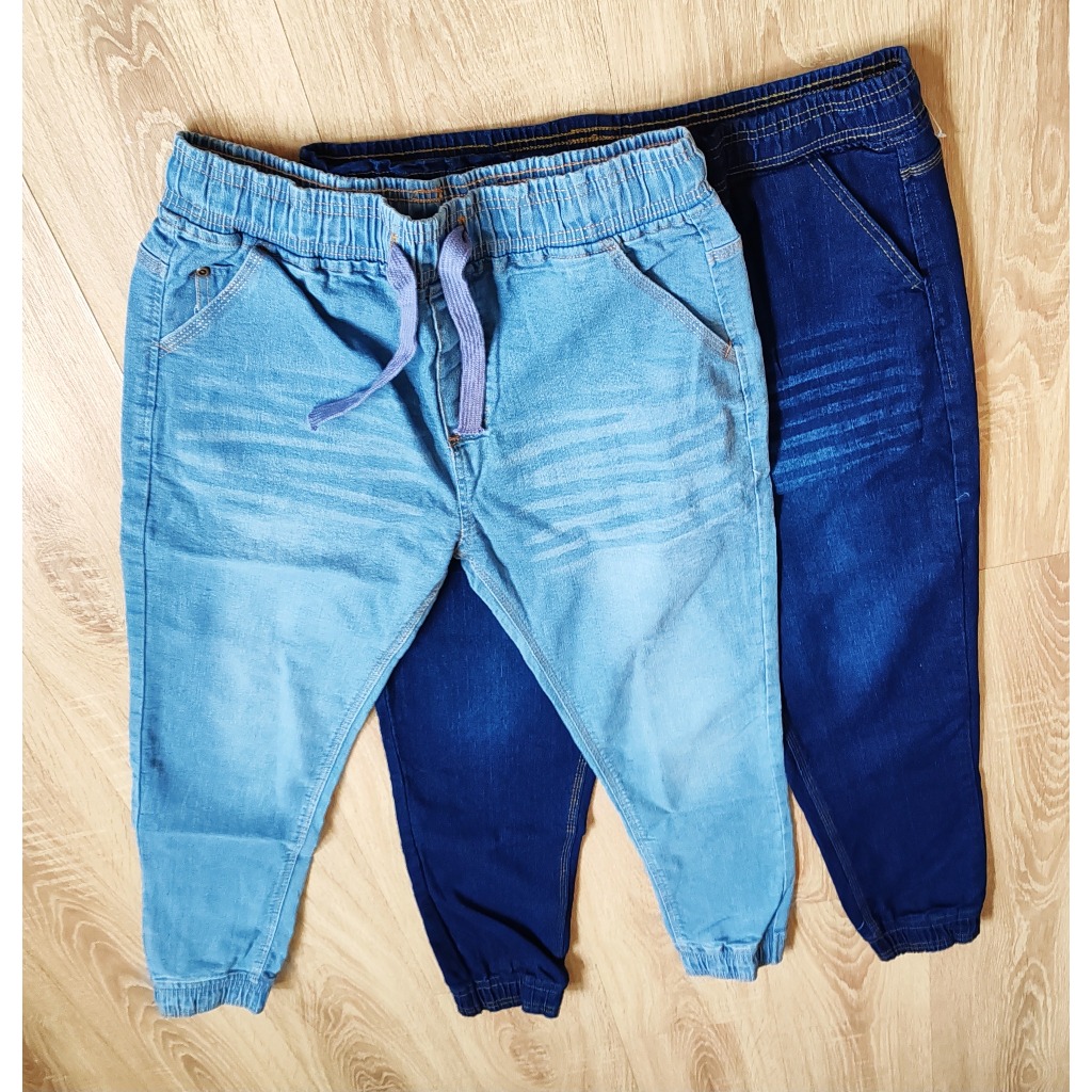 Mens Solid Denim Joggers With Pockets ไซส์ (26"-52") kosong Joggers.Denim jogger.