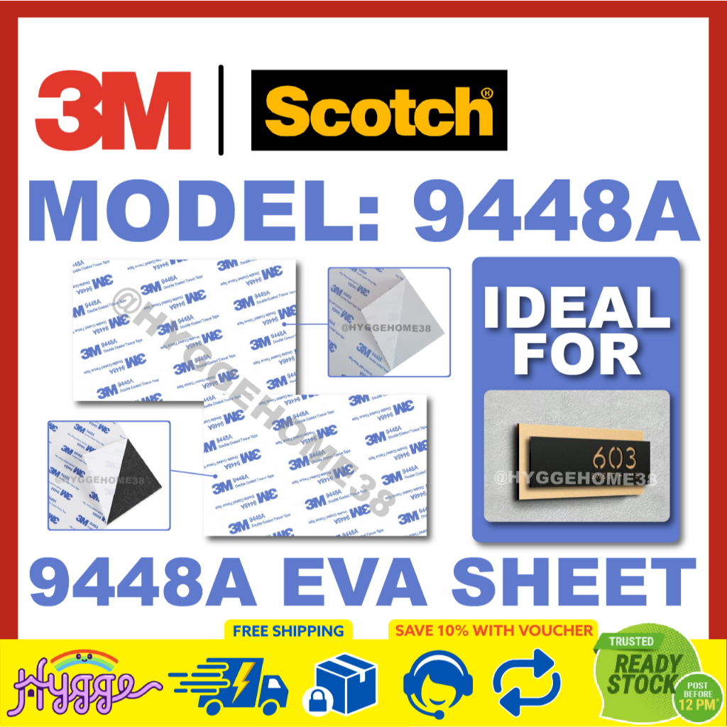 3M 9448A EVA เทปสองด้านแผ่นโฟมกาว 1 มม.หรือ 3 มม.ความหนาสําหรับชื่อบอร์ดป้ายจํานวนไม้อะคริลิค