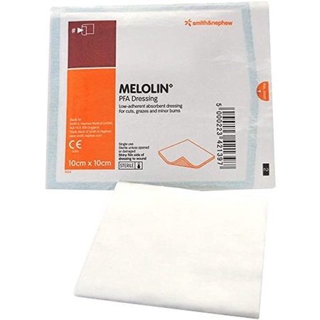 MELOLIN LOW ADHERENT ABSORBENT PADS 10CM X 10CM 1PC