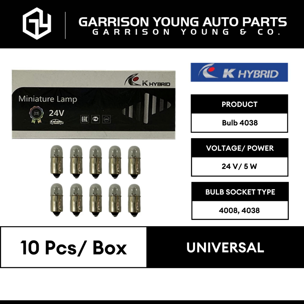 [K-HYBRID หลอดไฟ K-HYBRID 4038 - 24V 3W/5W T9 [กล่อง 10] 灯泡