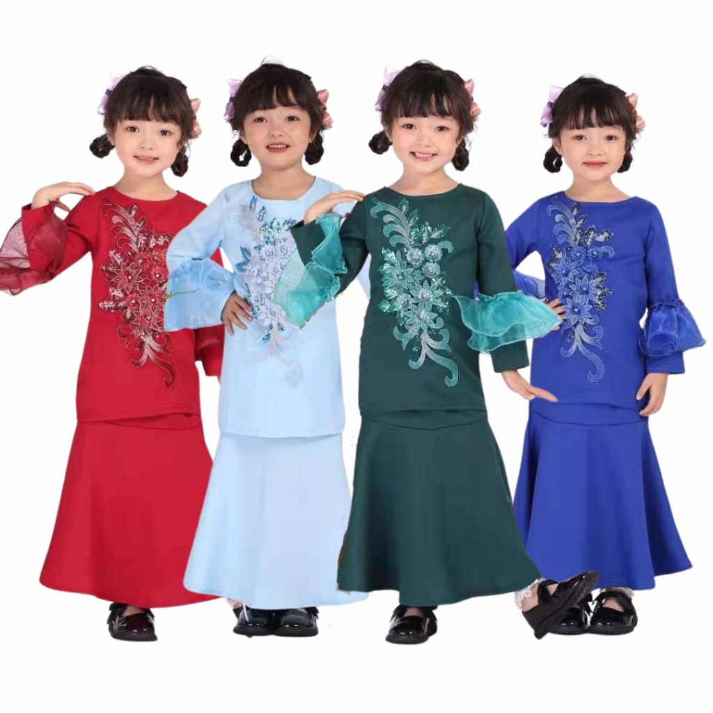 Girl Raya 9142 Baju Raya ชุดแฟชั่นสาวสวม Baju Budak Perempuan Baju