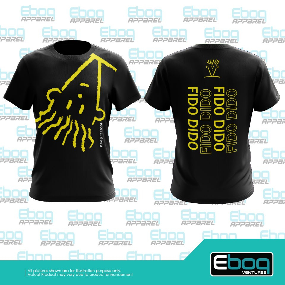 FIDO DIDO 02 เสื้อยืดสีดําระเหิด / AB Baju Fido Dido ไมโครไฟเบอร์ Jersi / Jersey Eboq ระเหิด