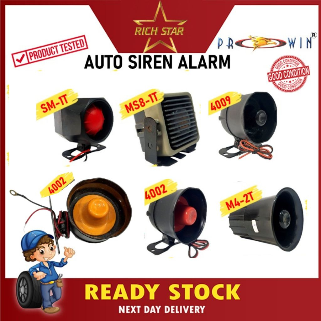 AUTO/CAR/Alarm/Secpurity Siren/1Tone/HORN/HI POWER/Lod/Speaker/DC 12V 20W (ดํา- /แดง+)