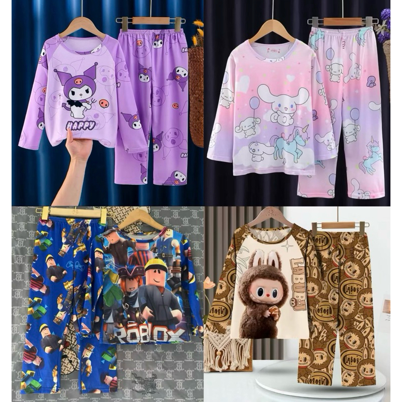 Kuromi Labubu Roblox เด็ก pijamas ชุดนอนเด็กสาว pijamas เด็ก pijamas tidur เสื้อเด็ก t เสื้อ
