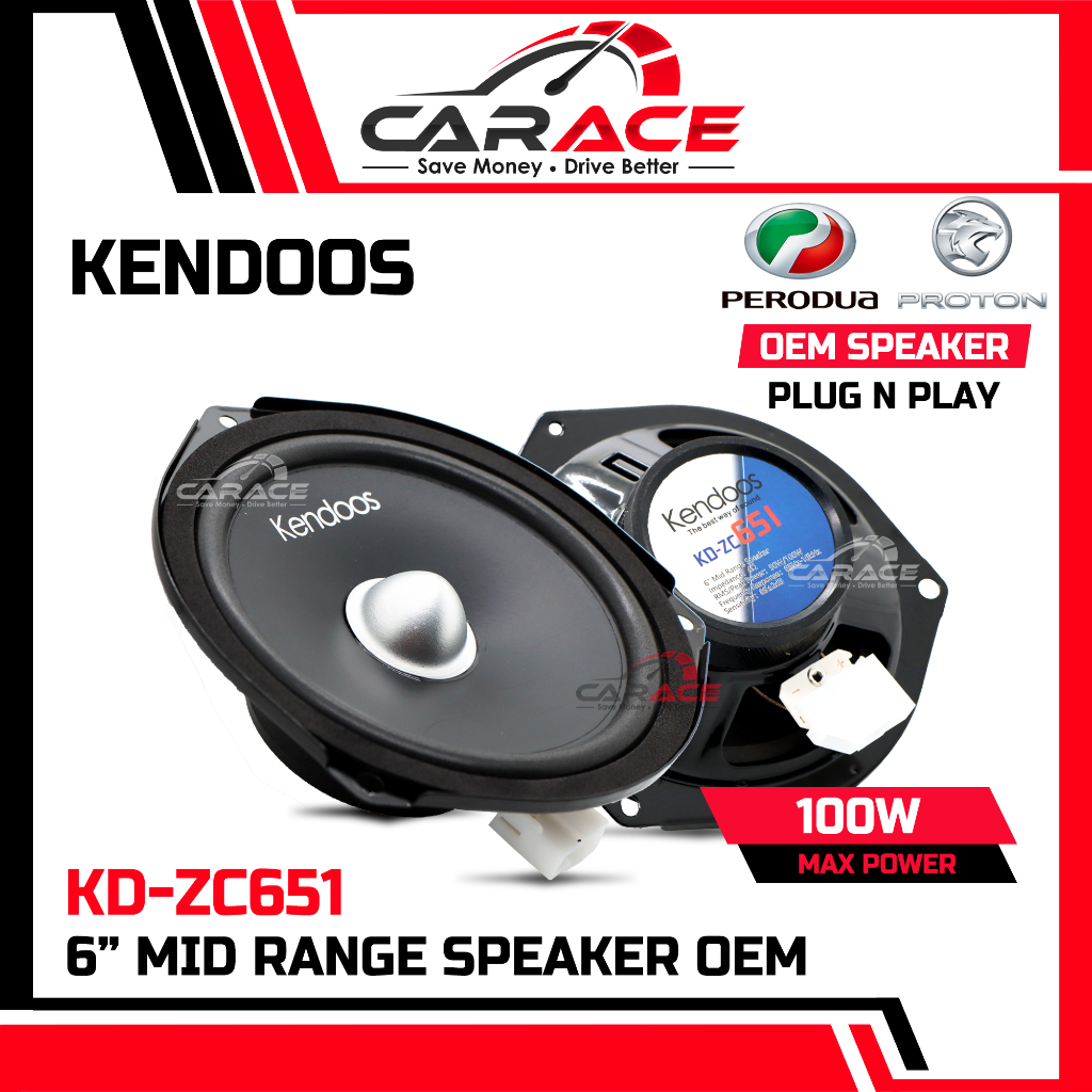KENDOOS Plug & Play OEM ลําโพง Mid Bass ขนาด 6 นิ้ว Perodua Axia Alza Myvi Bezza ลําโพง Proton Iriz 