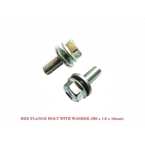 สายฟ้า HEX FLANGE พร้อมเครื่องซักผ้า (M6 X 1.0 X 16mm)