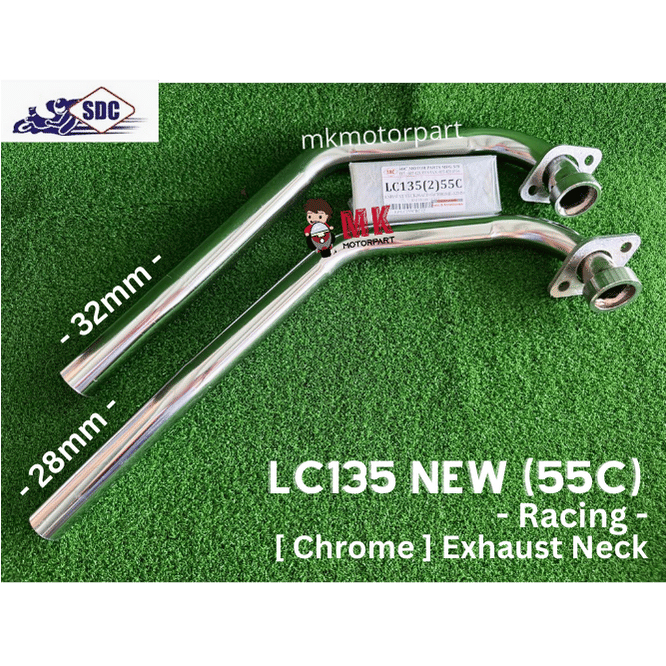 [ 55C ] คอท่อไอเสีย Yamaha LC135(2) 55C LC135 NEW 5S LC2 ท่อท่อหน้าพร้อมขายึด STANDARD BLACK RACING 