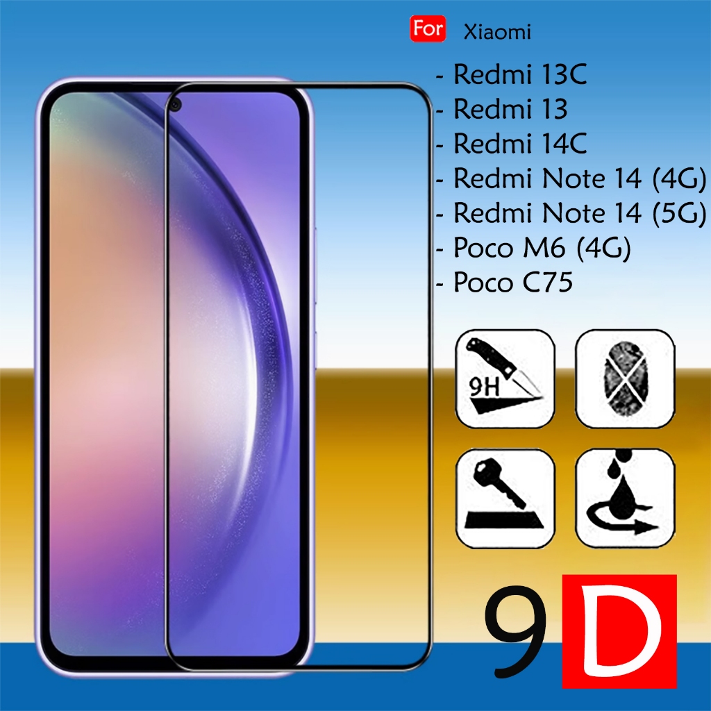 Clear Screen Protector สําหรับ Xiaomi Redmi 13 13C 14C หมายเหตุ 14 4G 5G Poco M6 C75 กระจกนิรภัย 9H 