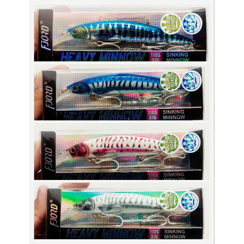 FJORD Sinking Minnow (Pintail) Glow & UV 110S 37G Killer Tenggiri