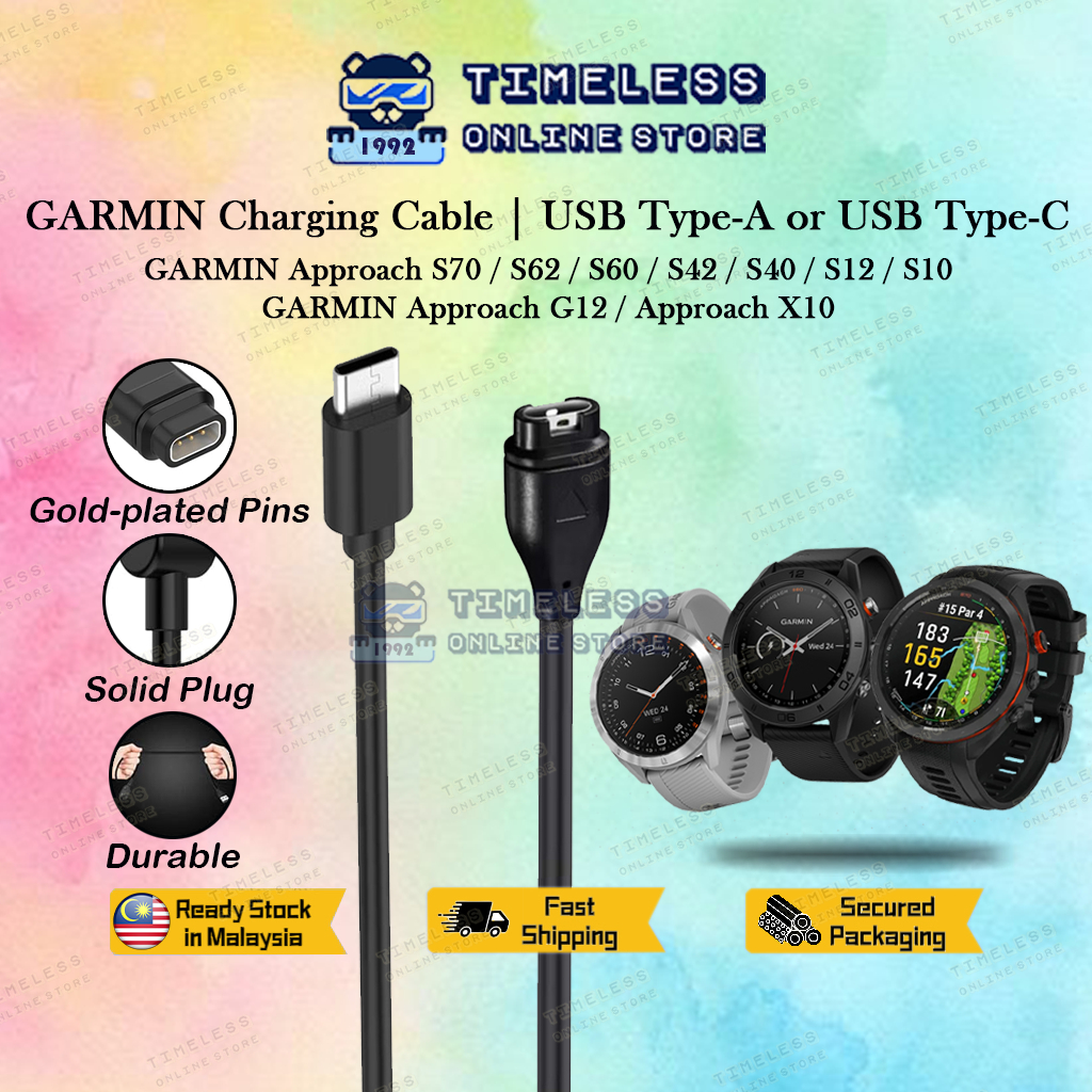 🇲🇾 Garmin Approach Series สมาร์ทวอท์ชชาร์จสาย USB 100 ซม. (S70/S62/S60/S42/S40/S12/S10/G12/X10 เครื่