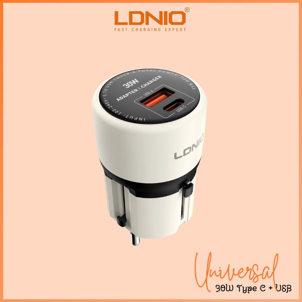Ldnio Q2319 30W GaN USB C Charger แบบพกพา Fast Charging Universal Power Adapter