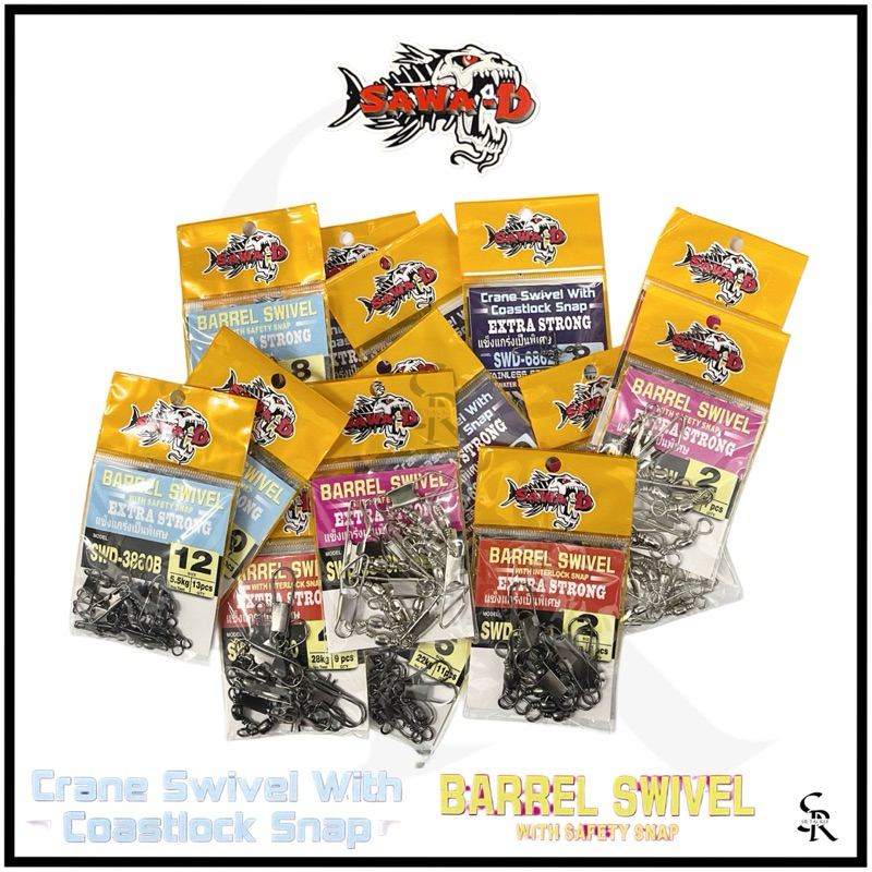 SAWA-D BARREL SWIVEL (SWD-3870/SWD-3860B/SWD3860N) / CRANE SWIVEL WITH COASTLOCK SNAP (SWD-6862)