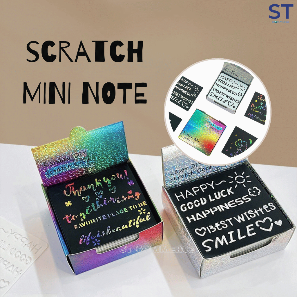 100PCS Scratch Art Mini Notes Scratch Art Notes สําหรับเด็กหมายเหตุการ์ดภาพวาดทําด้วยมือ