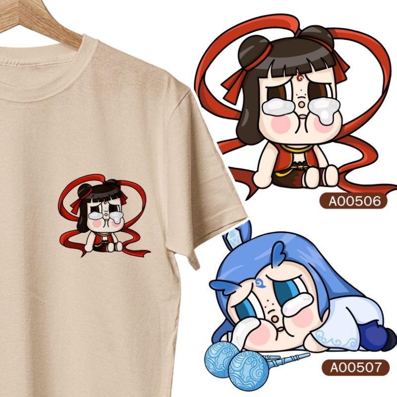 เสื้อยืดbuilding เสื้อยืด crybaby Nezha ผ้าฝ้ายเสื้อยืด 2XL ผู้หญิงแขนสั้นรอบคอ streetwear A00506 A0