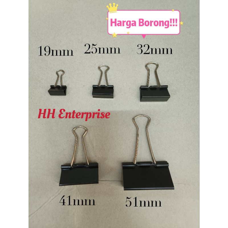 Tina Black Binder Clip Reverse Tail Clip 12 ชิ้นต่อกล่อง