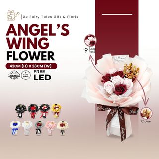 Soap Flower Bouquet 9 Stalk Angel Wing Flower Bouquet Birthday Surprise Gift for Friend Girlfriend Mother Sister