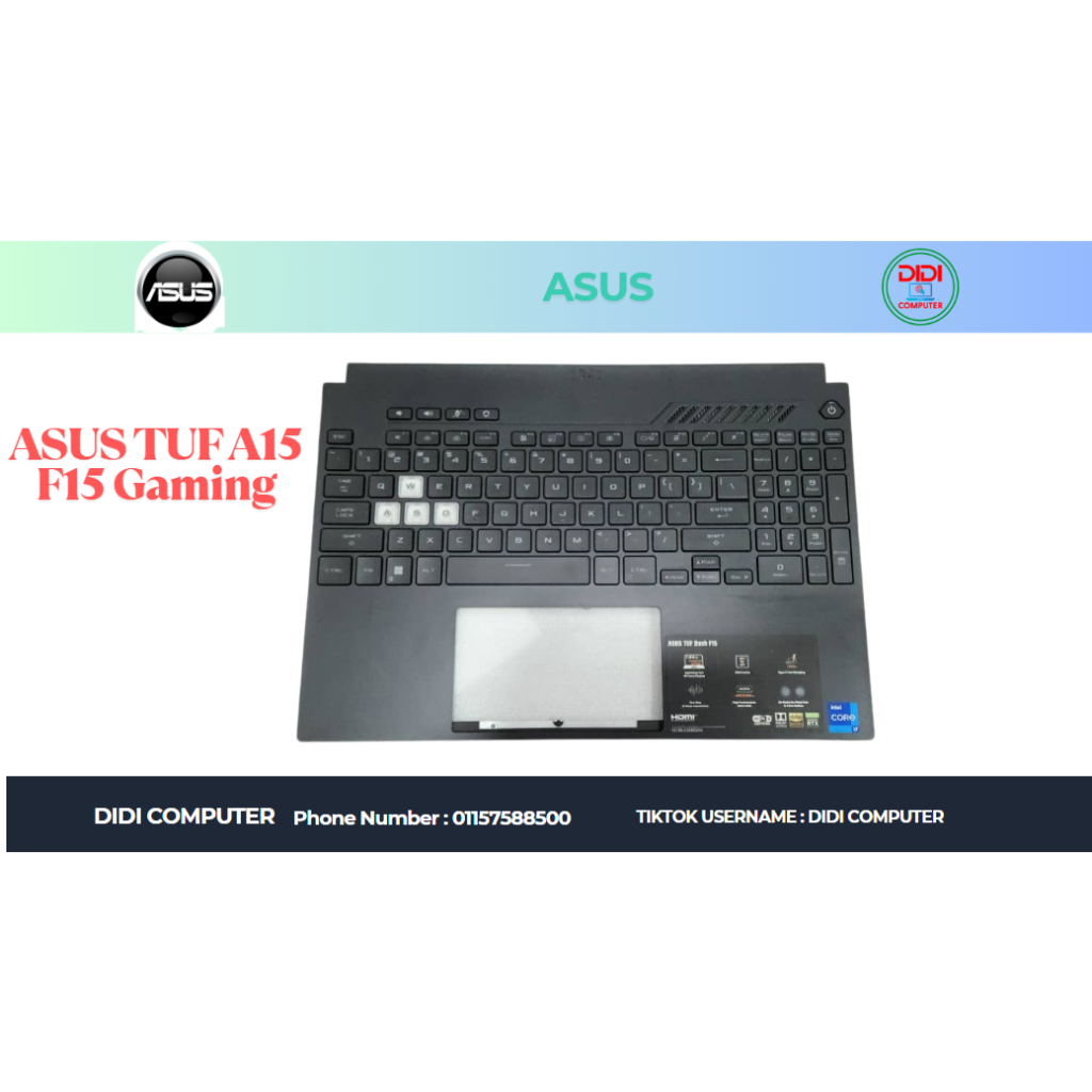 Asus TUF A15 F15 Gaming FX507 FA507 FX517 Palmrest Upper Top Case พร้อมคีย์บอร์ดเรืองแสง 33NJKAJN70 