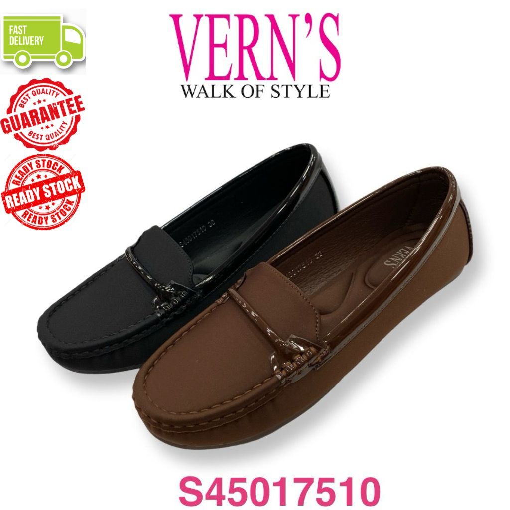 VernS ผู้หญิงคลาสสิก Monogram รองเท้าส้นแบน S45017510 RM89.99/Moccasin/Slip On/Ladies Squared Shoes
