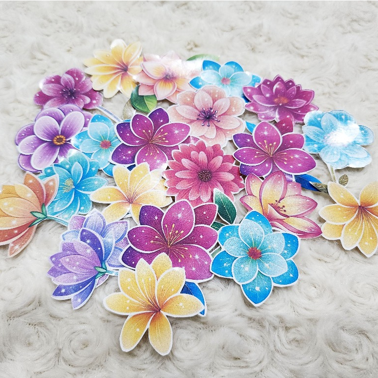 Colorful Flowers Journal Stickers Collection