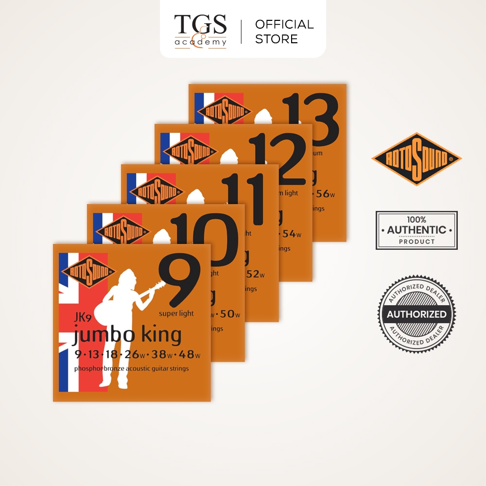 Rotosound JK9 (9-48) / JK10 (10-50) / JK11 (11-52) / JK12 / JK13 Jumbo King Phosphor Bronze สายกีตาร