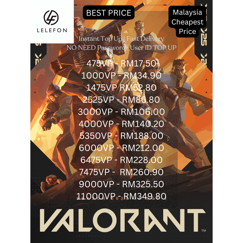 VALORANT POINTS & Quick ไม่ง้อรหัสผ่าน 3525VP 5575VP 10725VP