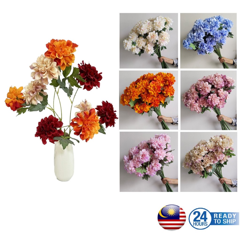 3 หัว Cecelia Dahlia สําหรับงานแต่งงานตกแต่งโฮมออฟฟิศดอกไม้เจ้าสาว
