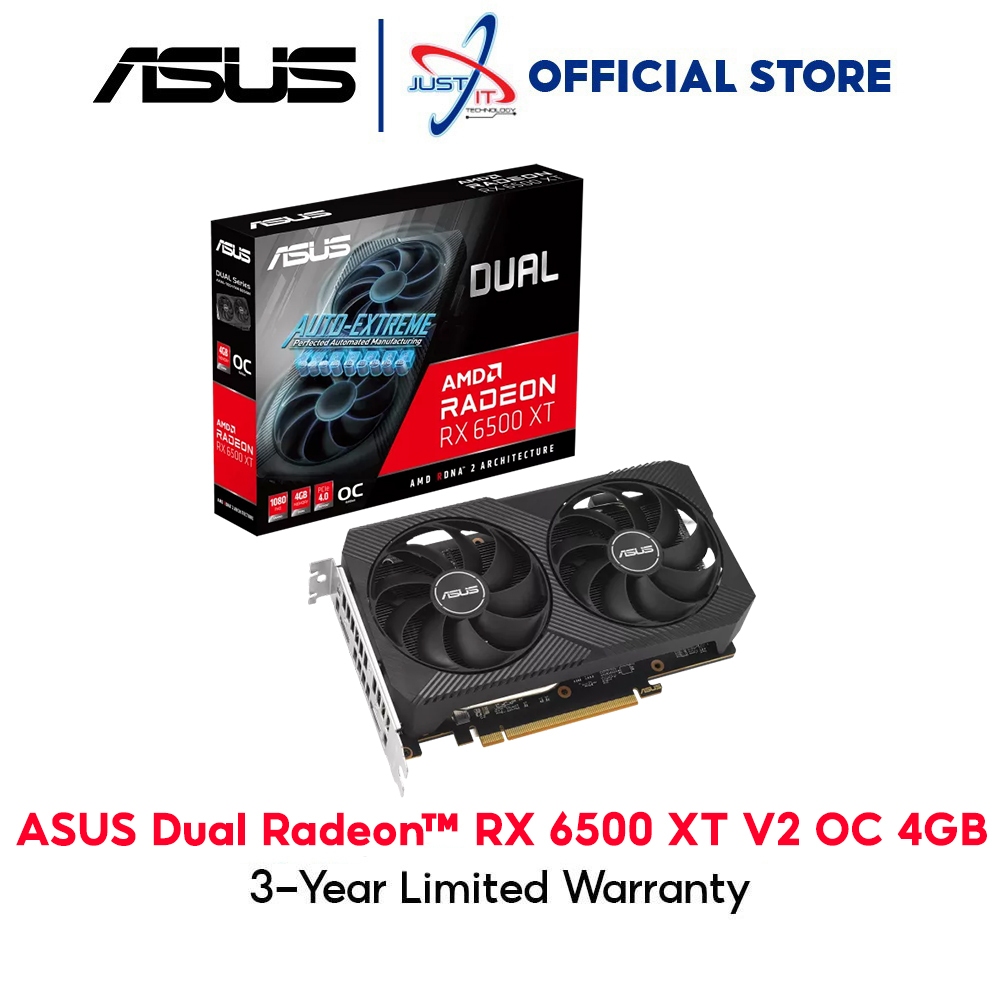 ASUS AMD Radeon RX 6500 XT DUAL V2 4GB GDDR6 กราฟิกการ์ด ( DUAL-RX6500XT-O4G-V2 )
