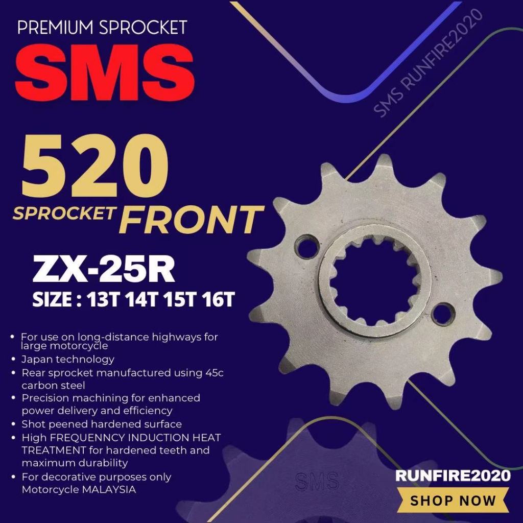 KAWASAKI ZX-25R Z250 Z 250 ( ด้านหน้า ) SMS SPROCKET DEPAN YTX7A RK RKM