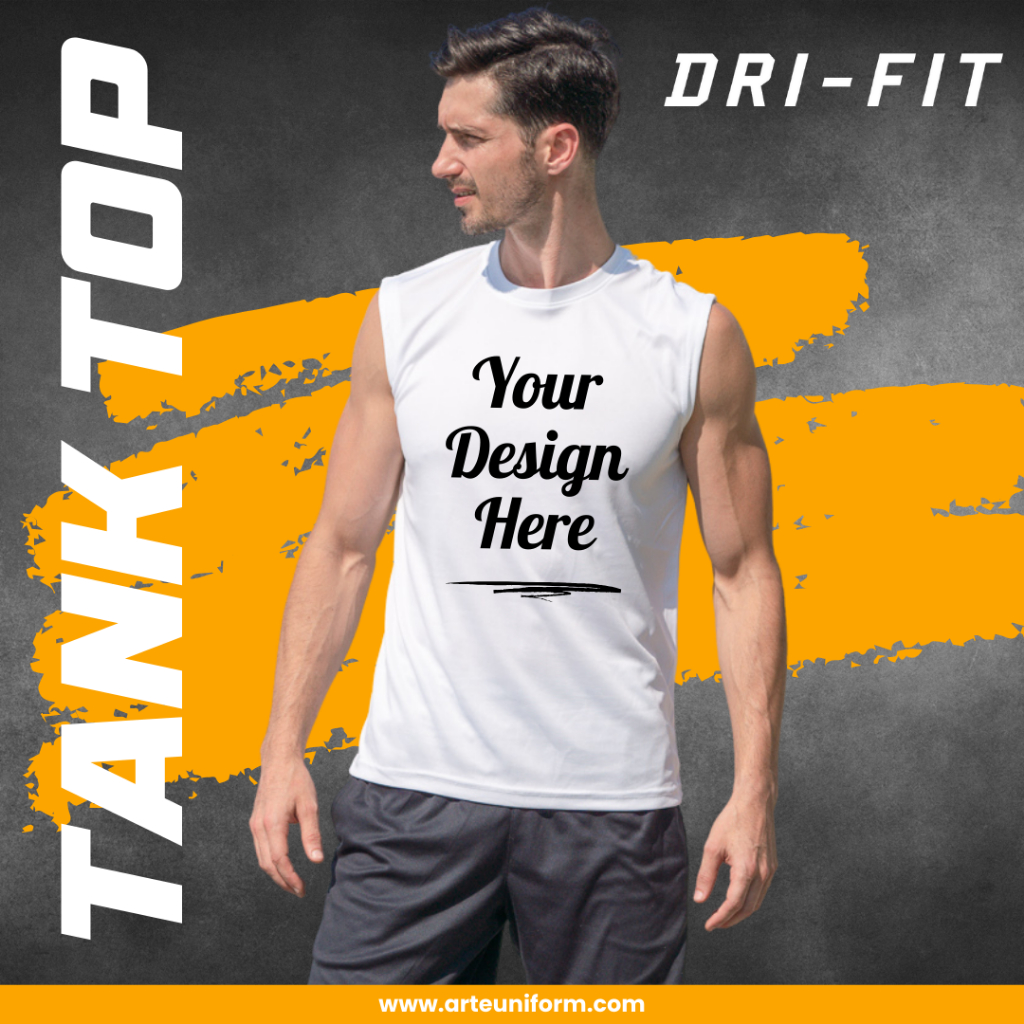 CUSTOM TANK TOP MEN GYM SINGLET BAJU SLEEVELESS MICROFIBRE QUICKDRY GYM SHIRT JERSEY