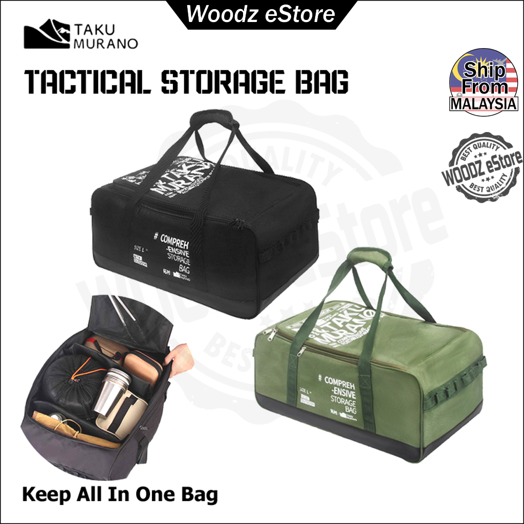 [Woodz] Taku Murano กระเป๋าเก็บของความจุขนาดใหญ่พร้อมที่แบ่งที่ถอดออกได้ Camping กระเป๋าอุปกรณ์ปิกนิ